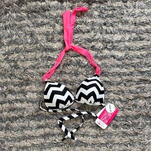 Hula Honey Pink and Black Chevron Bikini Top